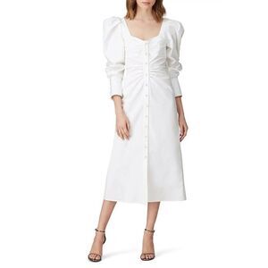 Prabal Gurung Faux Pearl Ruched Button Up Dress Size 0